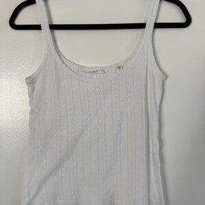 Doen White Pointelle Tank Top Small (S)